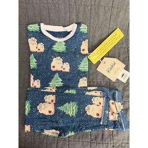 KicKee Pants Print Long Sleeve Pajama Set in Peacock Yeti 6